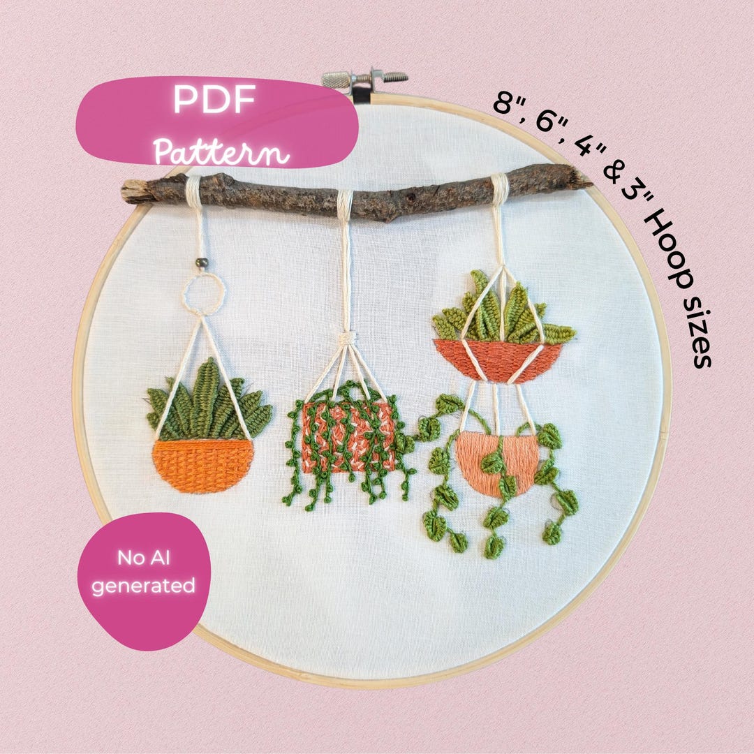 Boho Hanging Plants Embroidery Pattern PDF – Advanced Hand Embroidery ...