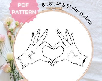 Patrón de bordado a mano feminista: Arte de aro con poder femenino (patrón PDF)