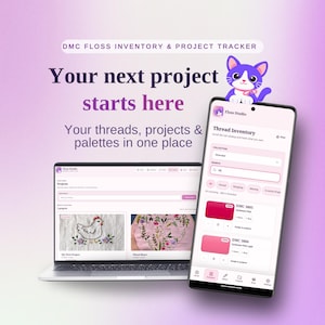 App för att spåra broderitråd | DMC-garninventering, projektplanerare och inköpslista