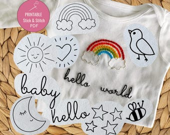 Baby Stick and Stitch Embroidery Patterns for Clothes, Onesie Embroidery Designs, Easy Beginner Baby Embroidery, Small Cute Designs PDF