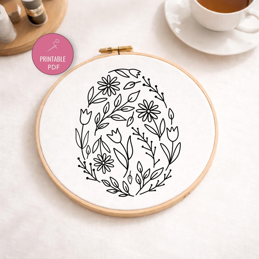 Easter Egg Embroidery Pattern PDF • Spring Floral Egg Design ...