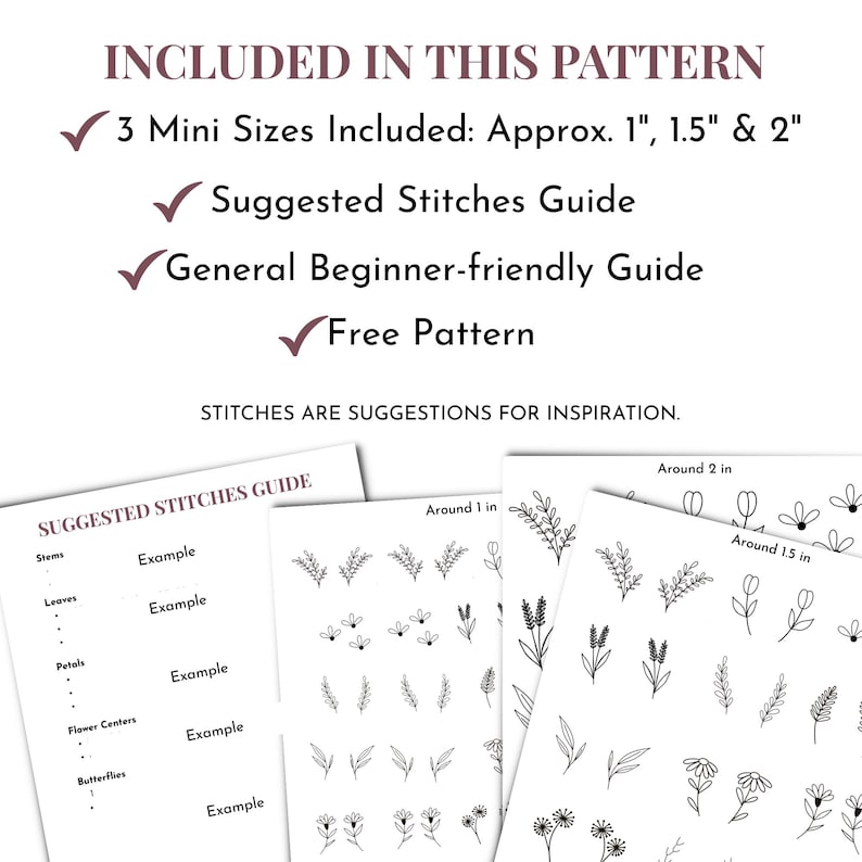 Mini Wildflower Stick and Stitch Embroidery Patterns PDF • Floral ...