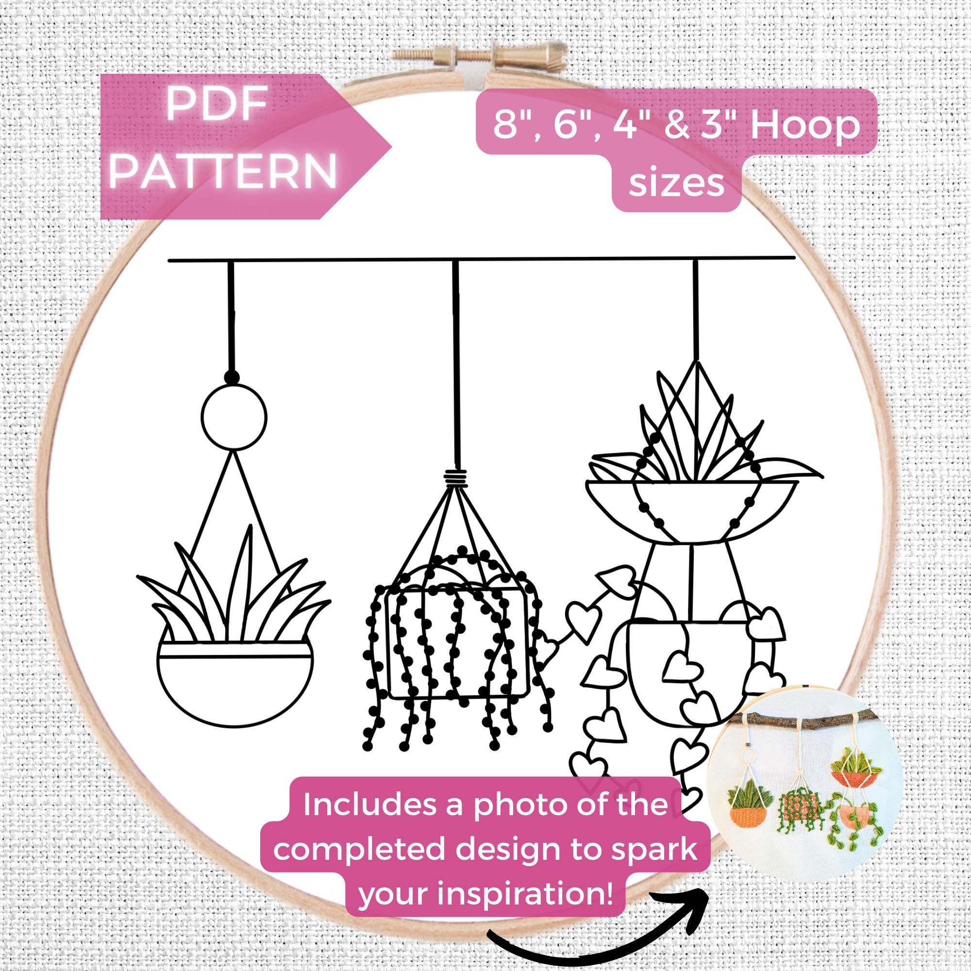 Boho Hanging Plants Embroidery Pattern PDF – Advanced Hand Embroidery ...
