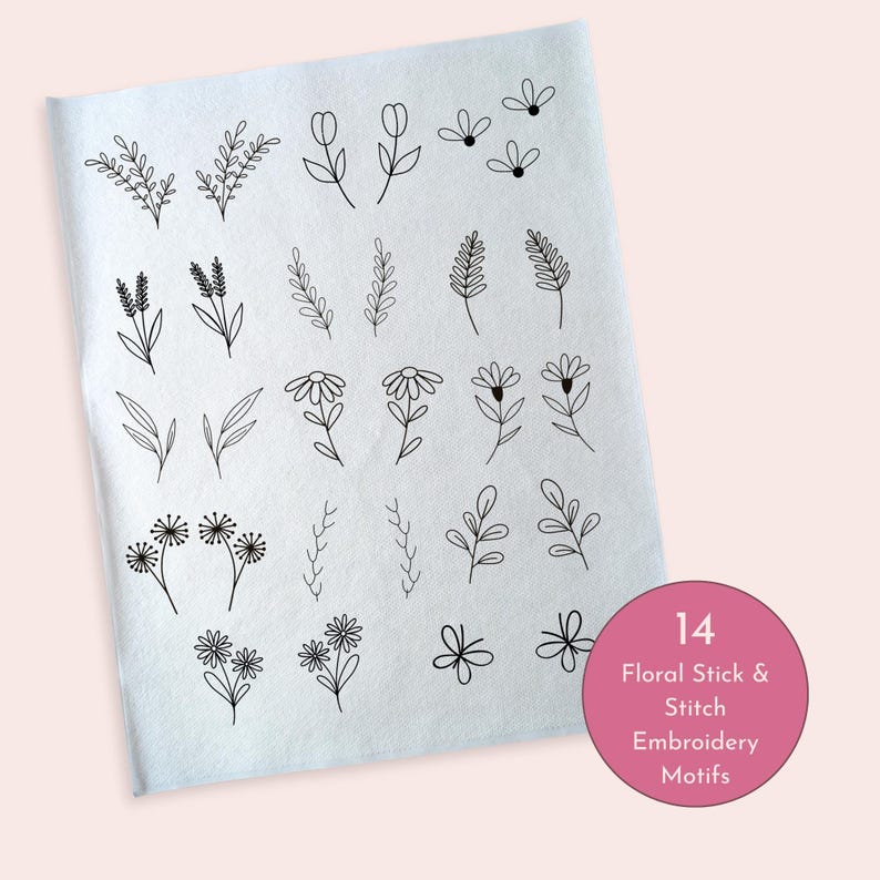 Mini Wildflower Stick and Stitch Embroidery Patterns PDF • Floral ...