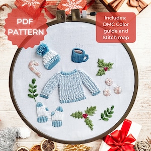 Cosy - Patron PDF pull Hygee - Patron de tricot Noël hiver - Téléchargement immédiat - Couleurs et carte de points DMC, Avancé