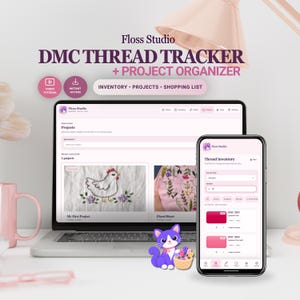 Aplicación para el seguimiento de hilos de bordar / Inventario de hilos DMC, planificador de proyectos y lista de compras
