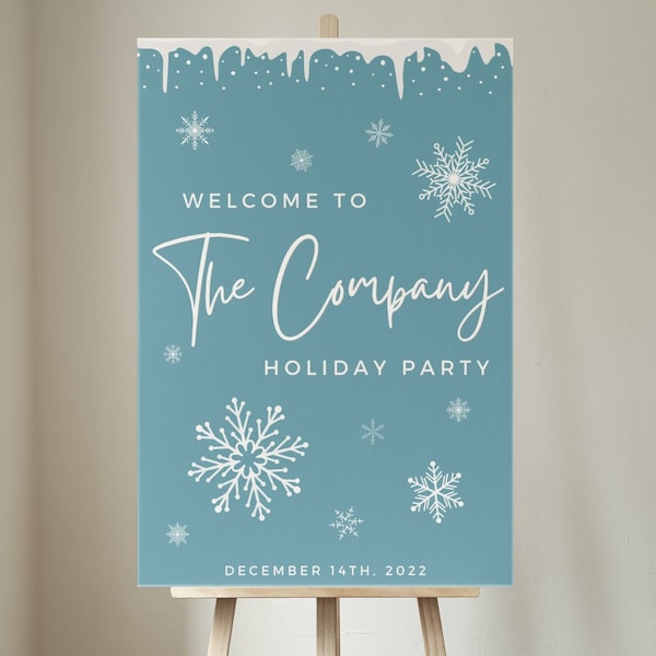 Holiday Welcome Sign, Winter Welcome Sign, Snowflake Welcome Sign, Holiday Party Sign, Welcome Sign, Editable, Template, Instant Download