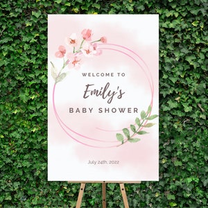 Blush Pink Baby Shower Welcome Sign, Baby Shower Girl Sign, Rose Blush Sign, Editable Template, Printable Baby Shower Sign, Instant Download