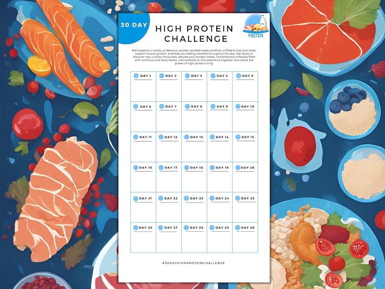 Protein Building Challenge Worksheet.pdf 30 Day High Protein Challenge Printable | High Protein Food List | High ...