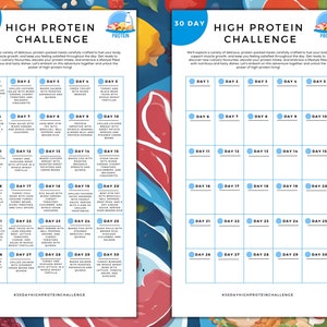 Protein Building Challenge Worksheet.pdf 30 Day High Protein Challenge Printable | High Protein Food List | High ...