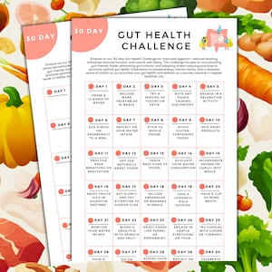 30 Day Gut Health Challenge Printable | Gut Health Diet | Gut Health Food | Gut Health Plan | Gut Health Nutrition | Gut Health Digestive