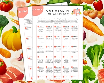 30 Day Gut Health Challenge Printable | Gut Health Diet | Gut Health Food | Gut Health Plan | Gut Health Nutrition | Gut Health Digestive