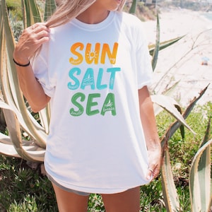 Sun Sand Salt Beach Shirt, Summer T-Shirt, Trendy Beach Shirts for Women, Summer Vacation Shirts, Women&#39;s Beach Shirt