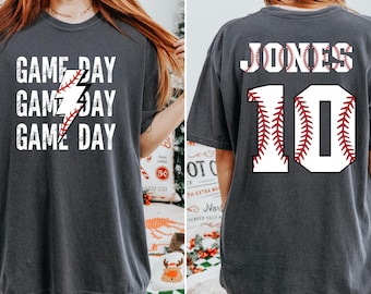 Custom Game Day Baseball Shirt, Personalized Team Name Tee, Comfort Colors® Baseball Fan Shirt, Vintage Baseball Gift Shirt