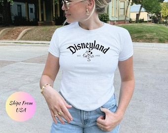Vintage Disneyland Est 1955 Baby Tee,Disney Trip Shirt,Disney Matching Trip Croptop Girly aesthetic baby tee,Disneyland Y2K,Retro Disney Tee