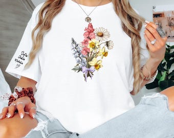 Personalized Birth Month Flower Bouquet Shirt Personalized Grandma's Garden Tshirt Mother's Birthday Shirt Gift Mother's Day Tshirt