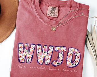 Comfort Colors® WWJD Shirt for Women, Christian Tee, Religious Gift for Her, Walk Like Jesus, Bible Verse Shirt, Trendy Faith Graphic Tee