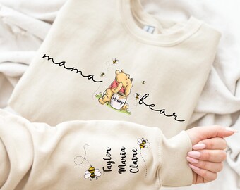 Custom Mama To Bee Sweatshirt,Disney Pooh Mommy Sweatshirt,Pregnancy Reveal Sweatshirt,Custom Mom Shirt,New Mom Gift,Nana,Mothers Day Gifts