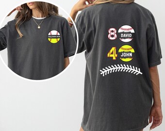 Comfort Colors® Baseball Mom Shirt, Softball Mom Shirt, Ballpark Mama Shirt, Names on Back, Custom Baseball Mom Gift, Softball Mom Gift