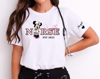 Personalized Disney Nurse Shirt,Cute Stitch Nursing Tee,Minnie RN Sweatshirt,Mickey,Disneyland Nurse Trip Shirt,Mother's day gifts