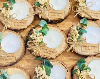 1-100Pcs Beautiful and stylish Merry Christmas Custom Favors, Personal Wedding, Bridal, Baby Shower Thank You Wooden Tealight Candle Gifts