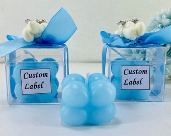 1-100Pcs Wedding Favor Boxes with Candles, Stickers-Ribbon, Fluffy Bear Boxes, Baby Shower Thank You Gift, Elegant Bubble Candle Favors Set