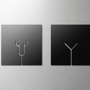 Minimal Male and Female Toilet Sign - 3mm Acrylic Restroom, Salon, 3D, Minimal, Restaurant, Hotel Door Sign - Self Adhesive