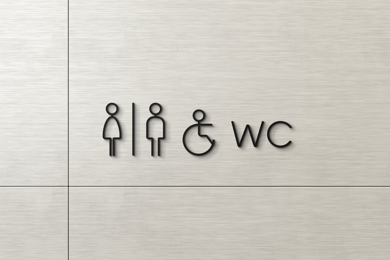 Plaque de salle de bain pour hommes, femmes et handicapés 3 mm acrylique pour toilettes, 3D, toilettes, moderne, minimaliste, restaurant, plaque de porte d'hôtel auto-adhésive image 8