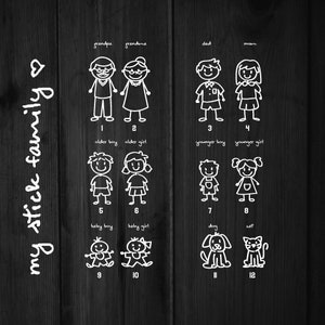 Naklejka rodzinna Stick Figure Naklejka na okno Laptop Naklejka na samochód Miłość
