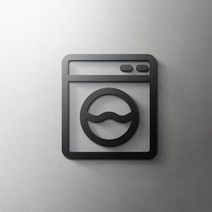 Laundry Icon Door Sign - 3mm Acrylic, Utilities, 3D, Washing, Modern, Minimal, Restaurant, Hotel Door Sign - Self Adhesive