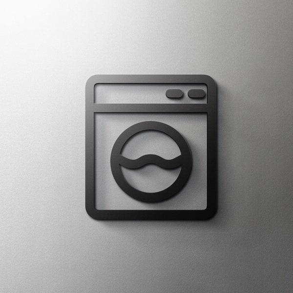 Laundry Icon Door Sign - 3mm Acrylic, Utilities, 3D, Washing, Modern, Minimal, Restaurant, Hotel Door Sign - Self Adhesive