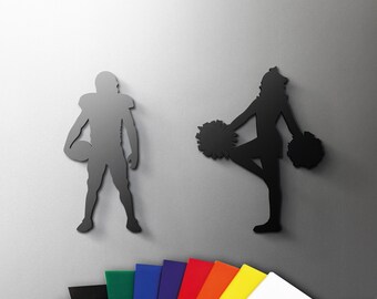Baseball and Cheerleader Acrylic Restroom Sign - Modern Minimalist 3D Toilet Door Decor - Self Adhesive