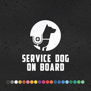 Service Dog On Board - Car Sticker Vinyl Decal Waterproof Accessories Window Decor Colour Vinyl Guard Dog Sign Warning