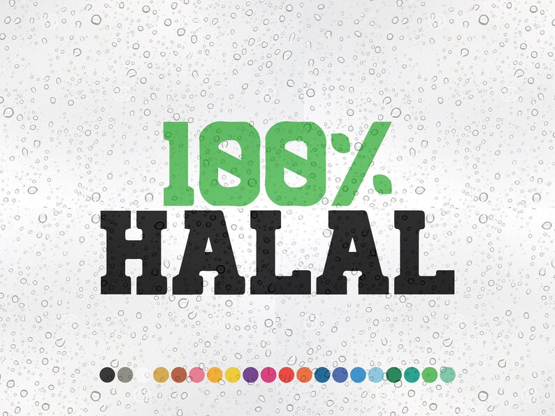 White Halal Sticker 100% HALAL - Decal Vinyl Sticker Arabic Muslim Shop Window Sign, Store ...