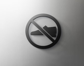 No Shoes Sign - 3mm Acrylic, Shoes Not Allowed, 3D, Mosque, Modern, Minimal, Restaurant, Hotel Door Sign - Self Adhesive