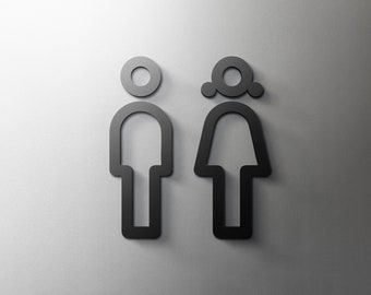 Signe de salle de bain homme et femme - toilettes acryliques 3mm, salon, 3D, toilette, moderne, minimal, restaurant, panneau de porte d'hôtel - auto-adhésif
