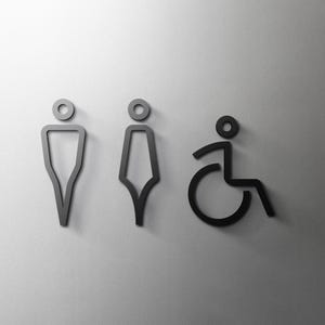 Cartello minimalista per uomo, donna e sedia a rotelle - Bagno in acrilico, avviso, 3D, ristorante, cartello semplice per porta - autoadesivo