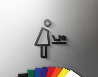 Baby  Change Restroom Sign - 3mm Acrylic Restroom, 3D, Library, Modern, Minimal, Restaurant, Hotel Door Sign - Self Adhesive