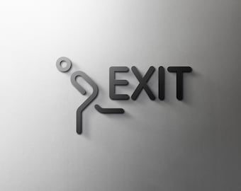 Uitgangsbord - 3 mm acrylbord, 3D, toilet, modern, minimaal, restaurant, hoteldeurbord, 3D, zelfklevend