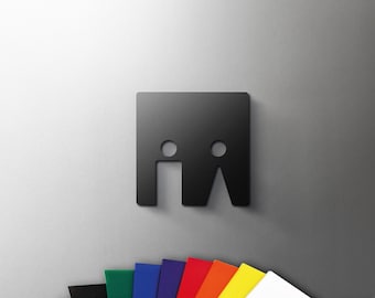Square WC Sign - 3mm Acrylic Restroom, Cafe, Wayfinding 3D, Minimal, Restaurant, Hotel Door Sign - Self Adhesive