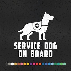 Service Dog On Board - Car Sticker Vinyl Decal Waterproof Accessories Window Decor Colour Vinyl Guard Dog Sign Warning