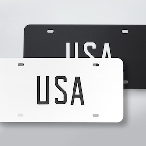 Minimal USA Style Number Plate - 3mm Acrylic | American License Plate | Estate - Show Plate, Car Gifts Minimal Black / White