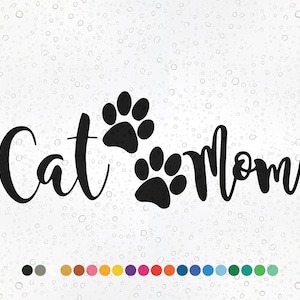 Cat Mom - Stylizacja samochodu Vinyl Naklejka samochodowa Naklejka Akcesoria Naklejka winylowa Wodoodporna Dekoracja okna Kolor Prezent Laptop Rower