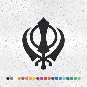2x Khanda Iron - Wall Car Decal Sticker Singh, King Khanda Sikh symbol Sikhism Onkar