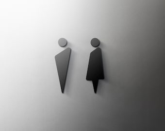 Male & Female Bathroom Sign - 3mm Acrylic Restroom, Salon, 3D, Toilet, Modern, Minimal, Restaurant, Hotel Door Sign - Self Adhesive