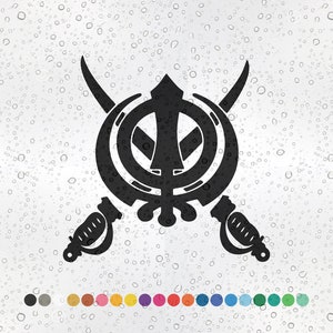 Khanda Iron Sword - Decal Sticker No Background Wall Car Singh, King Sikh symbol Sikhism Onkar India
