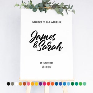 Adesivo decalque de vinil de casamento para sinal de boas-vindas DIY 02 - Fácil de aplicar APENAS ADESIVOS de sinalização de eventos