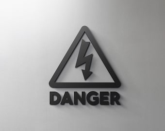 Danger Electrical Room Sign - 3mm Acrylic Restroom, 3D, Toilet, Door, Restaurant, Hotel Door Sign - Self Adhesive