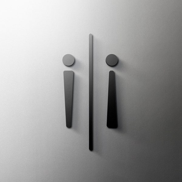 Male & Female Bathroom Sign - 3mm Acrylic Restroom Sign, Saloon, 3D Wall, Toilet, Modern and Minimal Self Adhesive