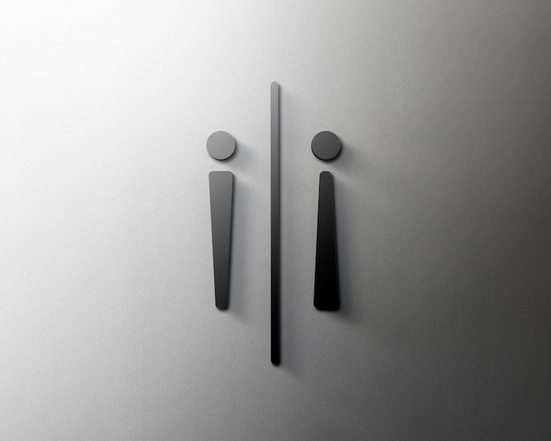 Male & Female Bathroom Sign 3mm Acrylic Restroom Sign, Saloon, 3D Wall, Toilet, Modern and Minimal Self Adhesive zdjęcie 1